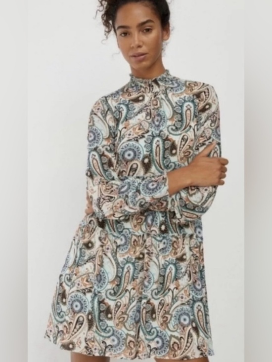 Anthropologie Dresses & Skirts - Anthropologie Cady Tiered Tunic Paisley Mock Neck Dress Size Small